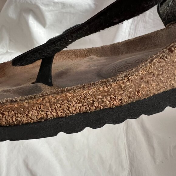 Birkenstock Gizeh sandals black birko flor EU 41 US womens 10 faux leather - Picture 13 of 14